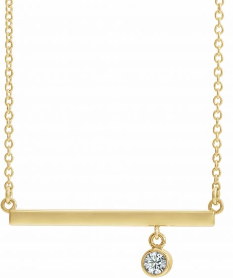 14K Yellow Diamond Bezel-Set 18 Bar Necklace