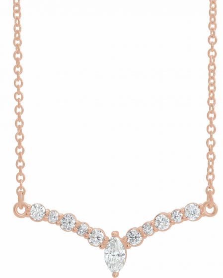 14K Rose 1/3 CTW Diamond 18 V Necklace