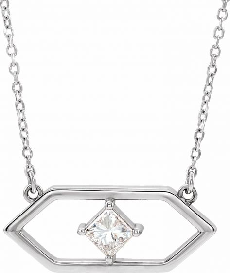 14K White 1/4 CTW Diamond Geometric 18 Necklace