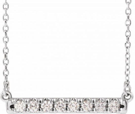 14K White 1/4 CTW Diamond French-Set Bar 18 Necklace