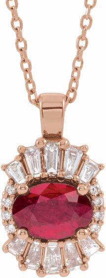 14K Rose Ruby & 1/3 CTW Diamond 16-18 Necklace