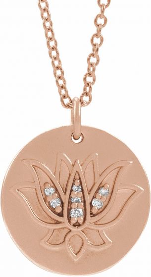 14K Rose .025 CTW Diamond Lotus 16-18 Necklace