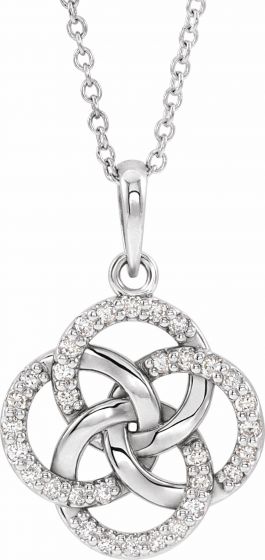 14K White 1/8 CTW Diamond Five-Fold Celtic Necklace