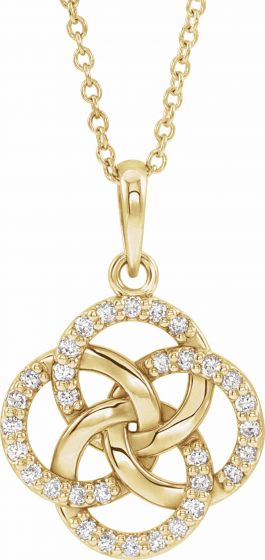 14K Yellow 1/8 CTW Diamond Five-Fold Celtic Necklace