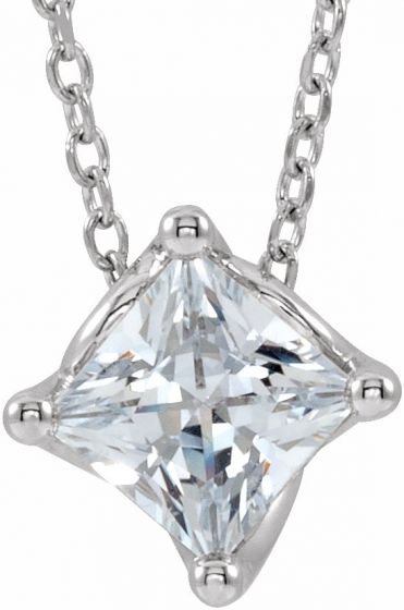 14K White 1/2 CT Diamond Solitaire 16-18 Necklace