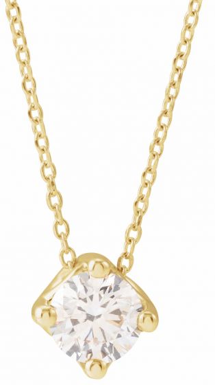 14K Yellow 1/2 CT Diamond Solitaire 16-18 Necklace