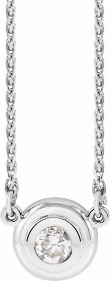 14K White 1/4 CT Diamond Bezel-Set Solitaire 18 Necklace
