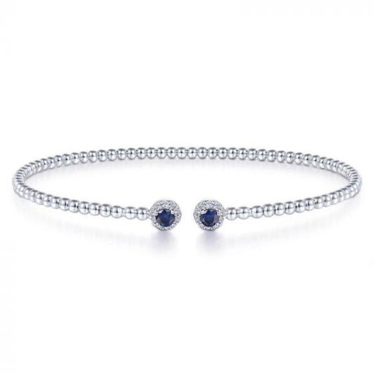 Gabriel & Co. 14k White Gold Bujukan Gemstone & Diamond Bangle Bracelet