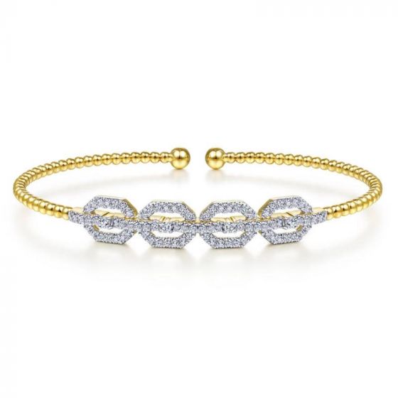 Gabriel & Co. 14k Yellow Gold Bujukan Diamond Bangle Bracelet
