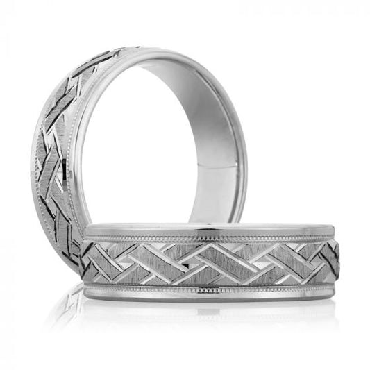 A. Jaffe Grooved Modern Men's Diamond Ring