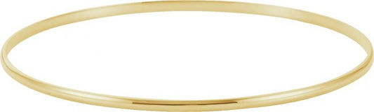 14K Yellow 2 mm Half Round Bangle 7 1/2 Bracelet