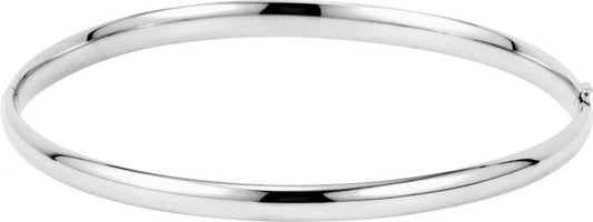 14K White 4 mm Hinged Bangle Bracelet