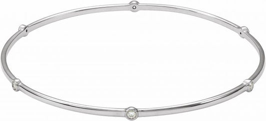 14K White  1/4 CTW Diamond Bezel-Set Bangle 8 Bracelet