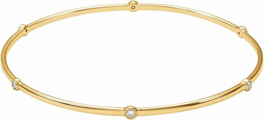 14K Yellow  1/4 CTW Diamond Bezel-Set Bangle 8 Bracelet