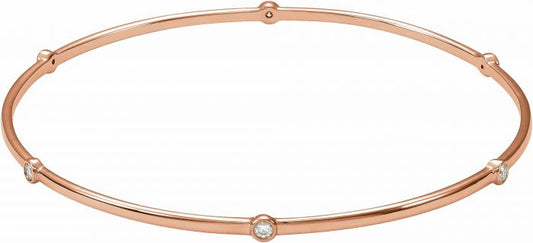 14K Rose  1/4 CTW Diamond Bezel-Set Bangle 8 Bracelet
