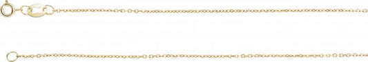 14K Yellow 1 mm Diamond-Cut Cable Chain 7 Bracelet