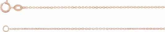 14K Rose 1 mm Diamond-Cut Cable Chain 7 Bracelet