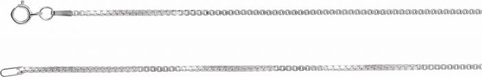 14K White 1.3 mm Diamond Cut Box 7 Chain with Spring Ring