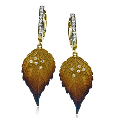 Simon G. 18k Yellow & White Gold Fallen Leaves Earrings