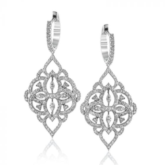 Simon G. 18k White Gold Trellis Earrings