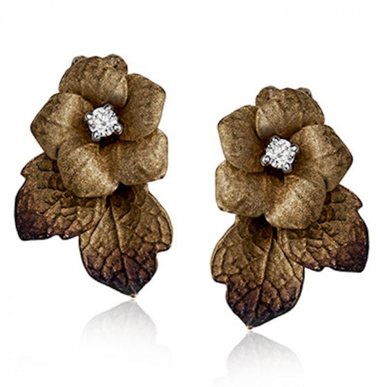 Simon G. 18k White and Yellow Gold Organic Allure Diamond Stud Earrings