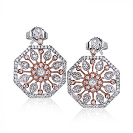 Simon G. 18k Rose & White Gold Trellis Earrings