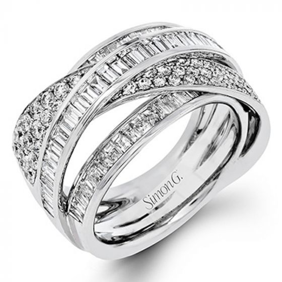 Simon G. 18k White Gold Classic Romance Diamond Ring