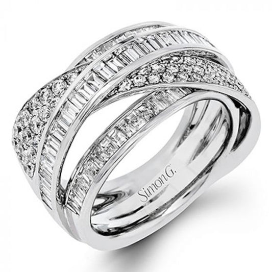 Simon G. 18k White Gold Classic Romance Diamond Ring