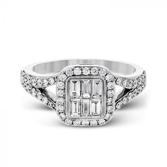 Simon G. 18k White Gold Mosaic Diamond Ring