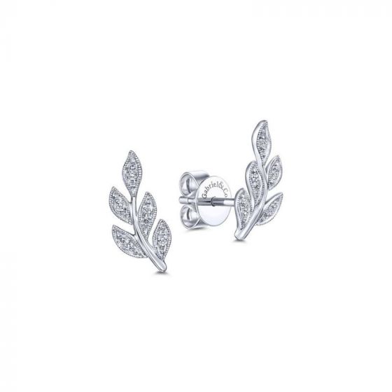 Gabriel & Co. 14k White Gold Floral Diamond Stud Earrings