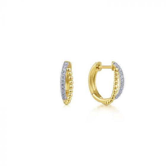 Gabriel & Co. 14k Yellow Gold Bujukan Diamond Huggie Earrings