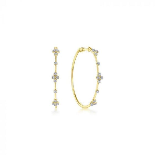Gabriel & Co. 14k Yellow Gold Contemporary Diamond Hoop Earrings