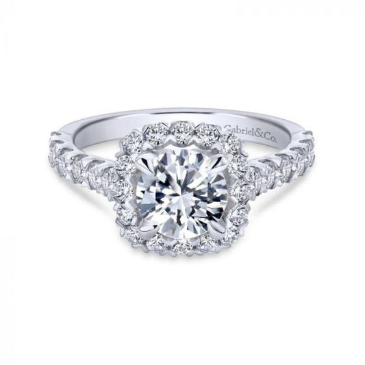 Gabriel & Co. 14k White Gold Contemporary Halo Engagement Ring