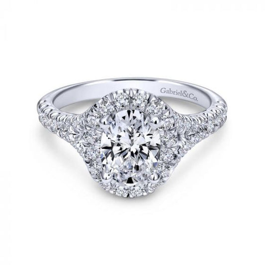 Gabriel & Co. 14k White Gold Contemporary Halo Engagement Ring