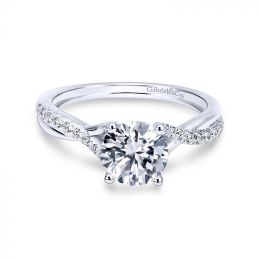 Gabriel & Co. 14k White Gold Contemporary Twisted Engagement Ring