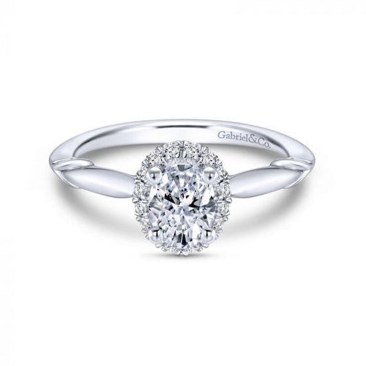 Gabriel & Co. 14k White Gold Contemporary Halo Engagement Ring