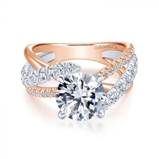 Gabriel & Co. 14k Two Tone Gold Contemporary Free Form Engagement Ring