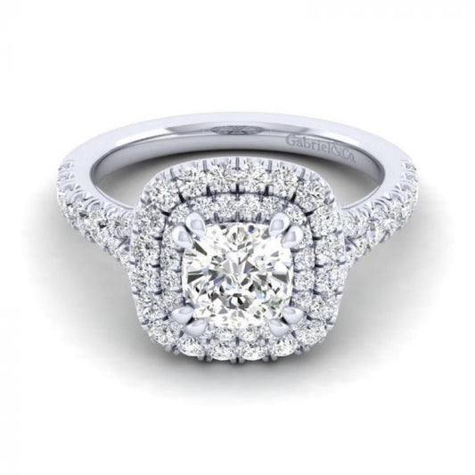Gabriel & Co. 14k White Gold Entwined Double Halo Engagement Ring