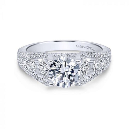 Gabriel & Co. 14k White Gold Entwined Straight Engagement Ring