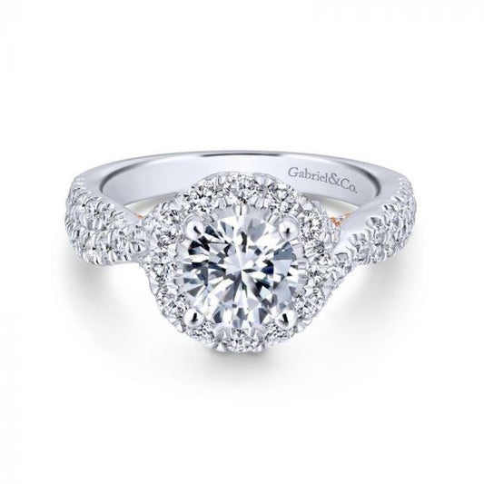 Gabriel & Co. 14k Two Tone Gold Blush Halo Engagement Ring