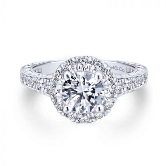 Gabriel & Co. 14k Two Tone Gold Blush Halo Engagement Ring