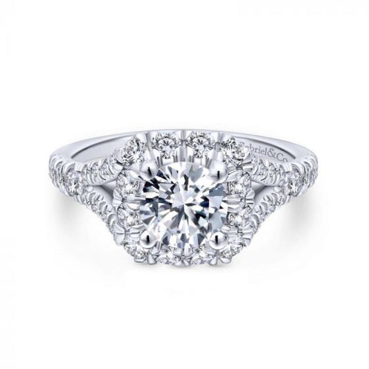 Gabriel & Co. 14k Two Tone Gold Blush Halo Engagement Ring