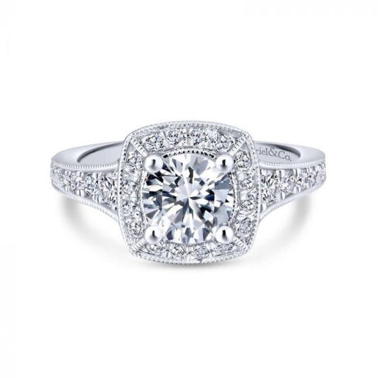Gabriel & Co. 14k White Gold Entwined Halo Engagement Ring