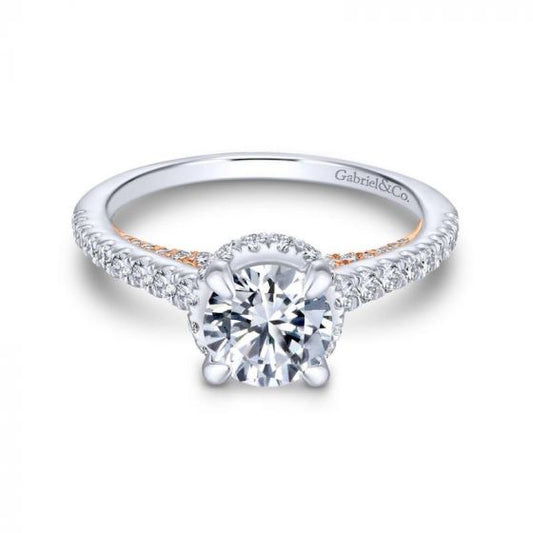 Gabriel & Co. 14k Two Tone Gold Crown Straight Engagement Ring