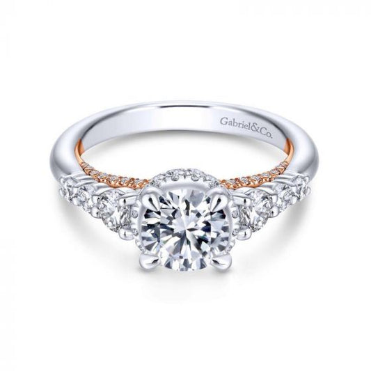 Gabriel & Co. 14k Two Tone Gold Crown Straight Engagement Ring