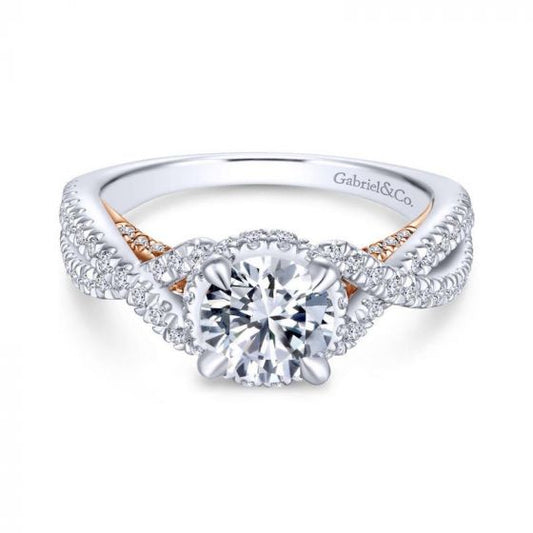 Gabriel & Co. 14k Two Tone Gold Crown Twisted Engagement Ring