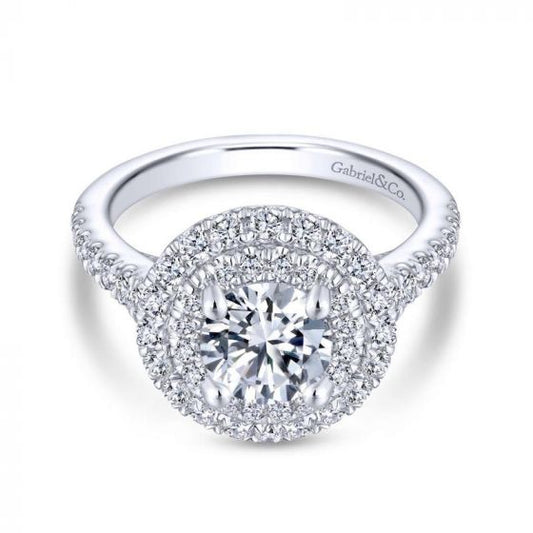 Gabriel & Co. 14k White Gold Rosette Double Halo Engagement Ring
