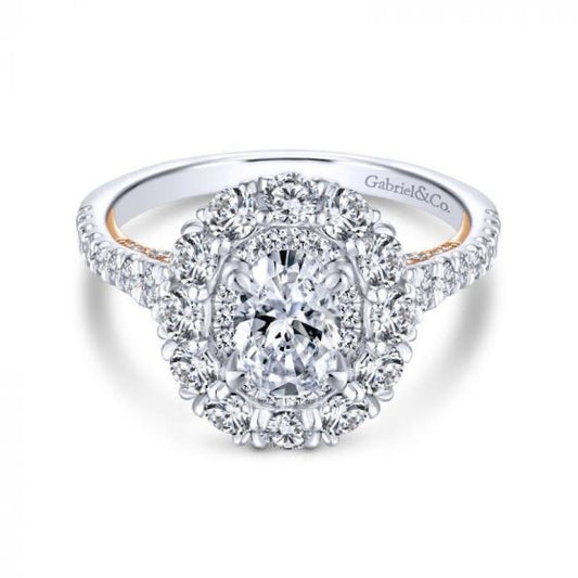 Gabriel & Co. 14k Two Tone Gold Embrace Double Halo Engagement Ring