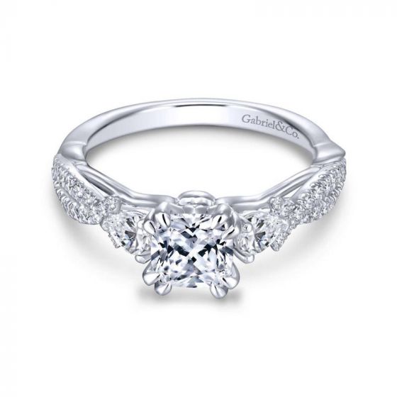 Gabriel & Co. 14k White Gold Contemporary 3 Stone Engagement Ring