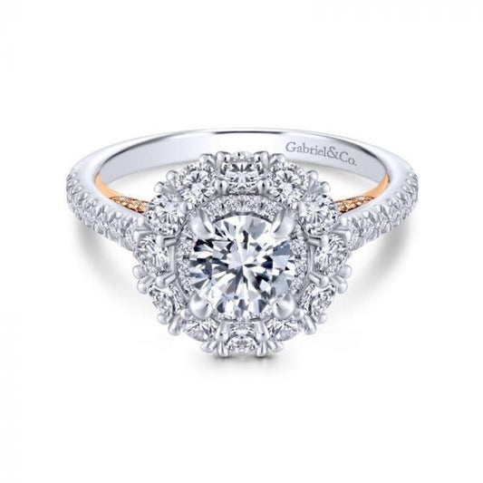 Gabriel & Co. 14k Two Tone Gold Embrace Double Halo Engagement Ring